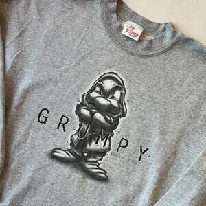 VTG 90s Disney Grumpy Crewneck Sweatshirt Grey Snow White Dwarf Made in USA